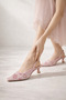 Rosabella Women's Pink Sequin Beaded Tulle Detailed Thin Heeled Slingback Evening Dress Shoes - 6