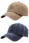 Unisex Vintage 100% Cotton Adjustable Baseball Cap Hat Set of 2 - 7