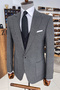 Slim Fit Houndstooth Pointed Collar Pocket Pocket Black Wool Coat - 2