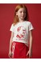 Ecru Crew Neck Ataturk Printed Girls' T-Shirt 23 April Children's Day S6Dc93Z129