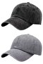 Unisex Vintage 100% Cotton Adjustable Baseball Cap Hat Set of 2