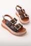 Women's Brown Gold Buckle Detailed Casual Summer Comfortable Sandals - 2