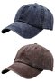 Unisex Vintage 100% Cotton Adjustable Baseball Cap Hat Set of 2 - 7