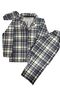 Boy's Summer Gray Colorful Plaid Patterned Shirt Collar Pajama Set - 2