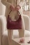 Burgundy Women's Soft Faux Leather Minimalist Shoulder Bag - 2