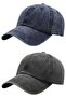 Unisex Vintage 100% Cotton Adjustable Baseball Cap Hat Set of 2 - 5