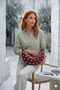 Burgundy Women's Half Moon Shoulder Bag with Gold Studs Detail - 6