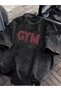 Men's Gym Written Black T-Shirt 100% Cotton Minimal Sport Streetwear Oversize