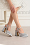 Evening Dress Shoes - Stylish and Comfortable - Closed Front 11 cm Thick Heeled Shoes - 6