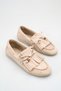 Women's Beaded and Tassel Detailed Ballerina Shoes in Nude Suede
