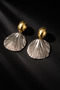 Gold and Silver Two-Tone Sea Shell Earrings Stylish Statement Women's Earrings - 5