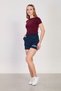 Women's Boat Neck Gathered Short Sleeve Bodysuit - Burgundy - 4