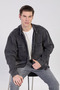 Men's Double Pocket Snap Fastener Denim Jacket - Black Snow Y.