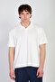 Men's Half-Pleated Polo Collar T-Shirt - Ecru - 2