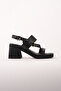 Women's Black Buckle and Heeled Casual Summer Comfortable Sandals - 4