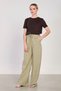 Women's linen wide-leg pants with tie waist - olive - 3