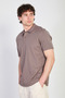 Men's interlock t-shirt with needle detail - brown