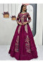 Rani Pink Pure Vichitra Top Lehenga - HRT7012 - Rani Pink - 3