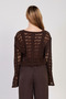 Women's spanish sleeve openwork cardigan - bitter brown - 5
