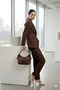 Brown Soft Faux Leather Baguette Bag with Gold Detail - 4
