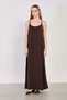 Women's Long Dress with Rope Straps - Brown