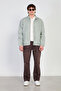 Men's polo collar snap button jacket with elastic waist - khaki - 3