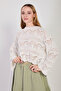 Women's Sweater with Wavy Openwork Hem and Sleeves - Natural - 3