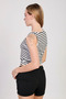 Women's Striped Thick Strap Crop Tank Top - White/Black - 5