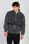 Men's Elastic Waist Zipper Polo Collar Jacket - Black Snow Y. - 4