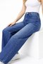 Women's Vintage Wash Faded Effect High Waist Wide Leg Palazzo Jean Trousers Dark Blue Loose Leg Casual - 6