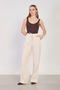 Women's Belted Loose-Fit Trousers - Natural - 2