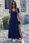 Women's short sleeve v neck maxi length viscose dress - 3