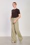Women's linen wide-leg pants with tie waist - olive - 2