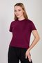 Women's Crew Neck T-Shirt with Side Slits - Burgundy