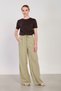 Women's linen wide-leg pants with tie waist - olive