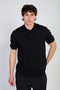 Men's Polo Neck Pique T-Shirt - Black