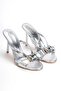 Women's Silver Stone Detailed Thin Heeled Summer Slippers