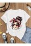 Women's Cartoon Printed Oversize Casual T-Shirt - 4