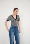 D 3006 T-Shirt with Guipure Collar and Cuffs, V-Neck - Black |   D3006 - Black - 2