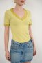 D 3006 T-Shirt with Guipure Collar and Cuffs, V-Neck - Oil Green |   D3006 - Oil Green - 5