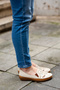 Genuine Leather Saraç Detailed Patterned Daily Soft Shoes Beige - 6