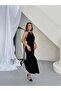 Black Maxi Dress with Pendant Detail and Open Back - 2