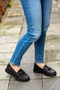 Ern -36100 Eren Shoes&Bag Genuine Leather Laser Patterned Medium Buckle Flat and Light Sole Orthopedic Shoes Black - 4