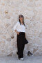 Coffee gabardine elastic waist trousers - 2