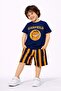 Boys' New Season Popular Character Printed Striped Shorts T-Shirt Set - 3