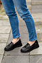 Ern -36100 Eren Shoes&Bag Genuine Leather Laser Patterned Medium Buckle Flat and Light Sole Orthopedic Shoes Black - 7