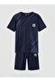 Navy Blue Printed Men's Shorts Pajama Set - 5