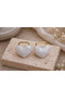 Pearlescent Heart Shaped Steel Earrings with 3 Color Options - 2