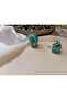Red Luxury Design Earrings with Gold Color Stripes - 5
