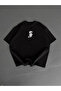 Printed Oversize Crew Neck T-Shirt - Black